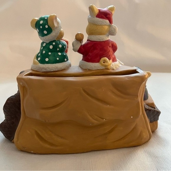 Vintage Porcelain Mr. & Mrs. Santa Mouse Christmas Card Mail Holder - Picture 3 of 9